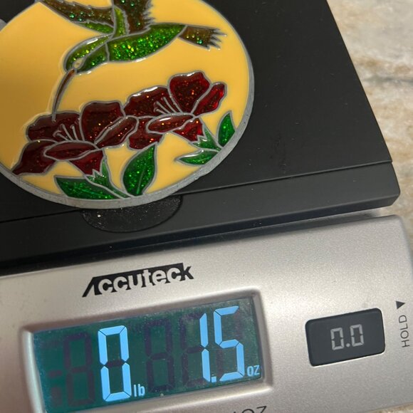 Stained Glass Hummingbird & Flowers Suncatcher Round Hanging Ornament 3 Inches - Picture 7 of 7